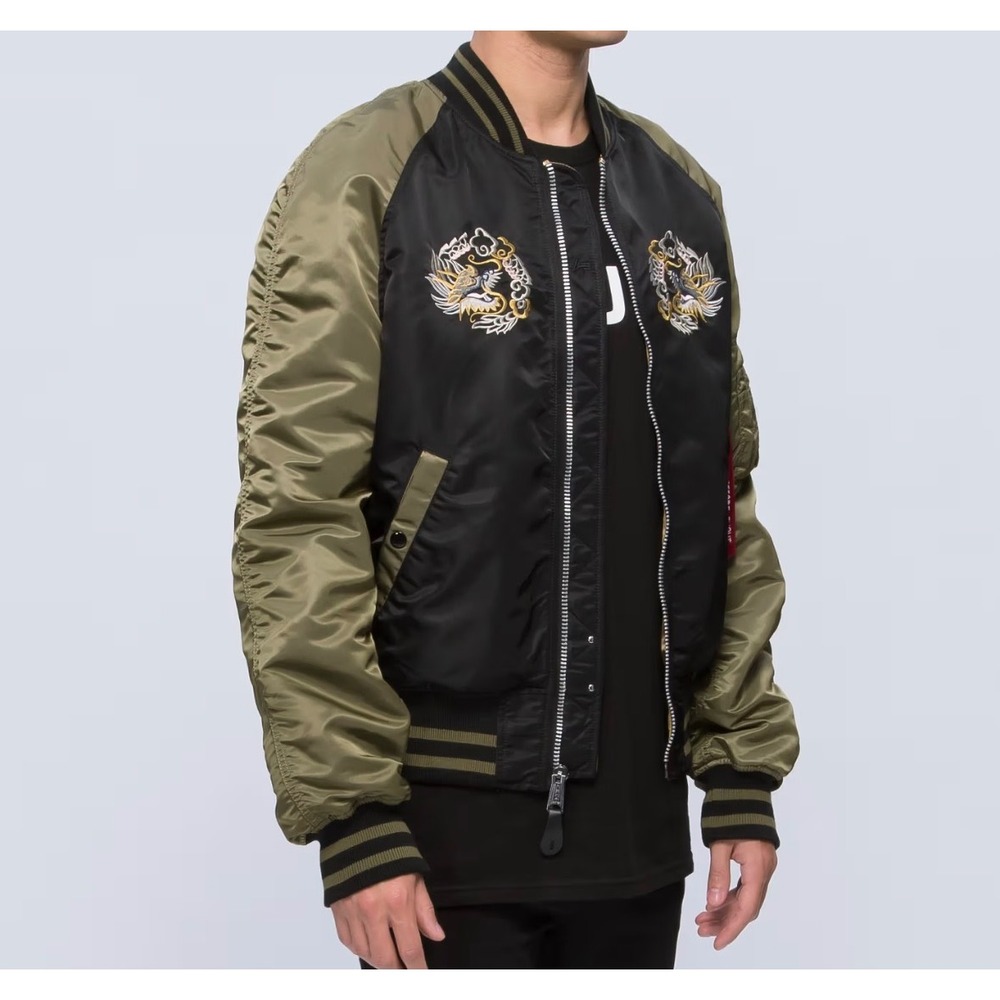 Alpha Industries MA-1 Souvenir Bomber Jacket Men Black Small Reversible